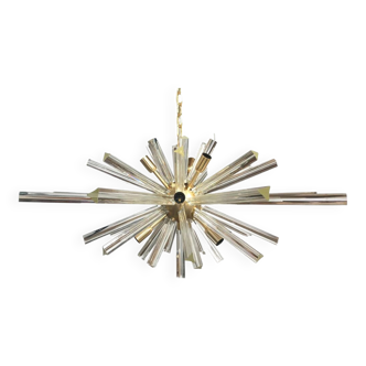 Transparent “triedro” murano glass oval sputnik chandelier