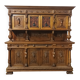 19th-century Renaissance walnut two-body buffet