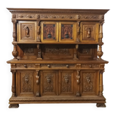 19th-century Renaissance walnut two-body buffet