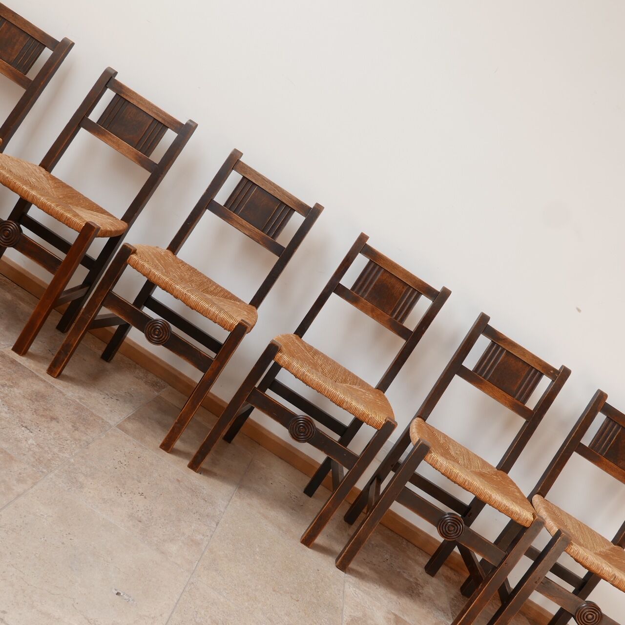 Set of six french mid-century dining chairs