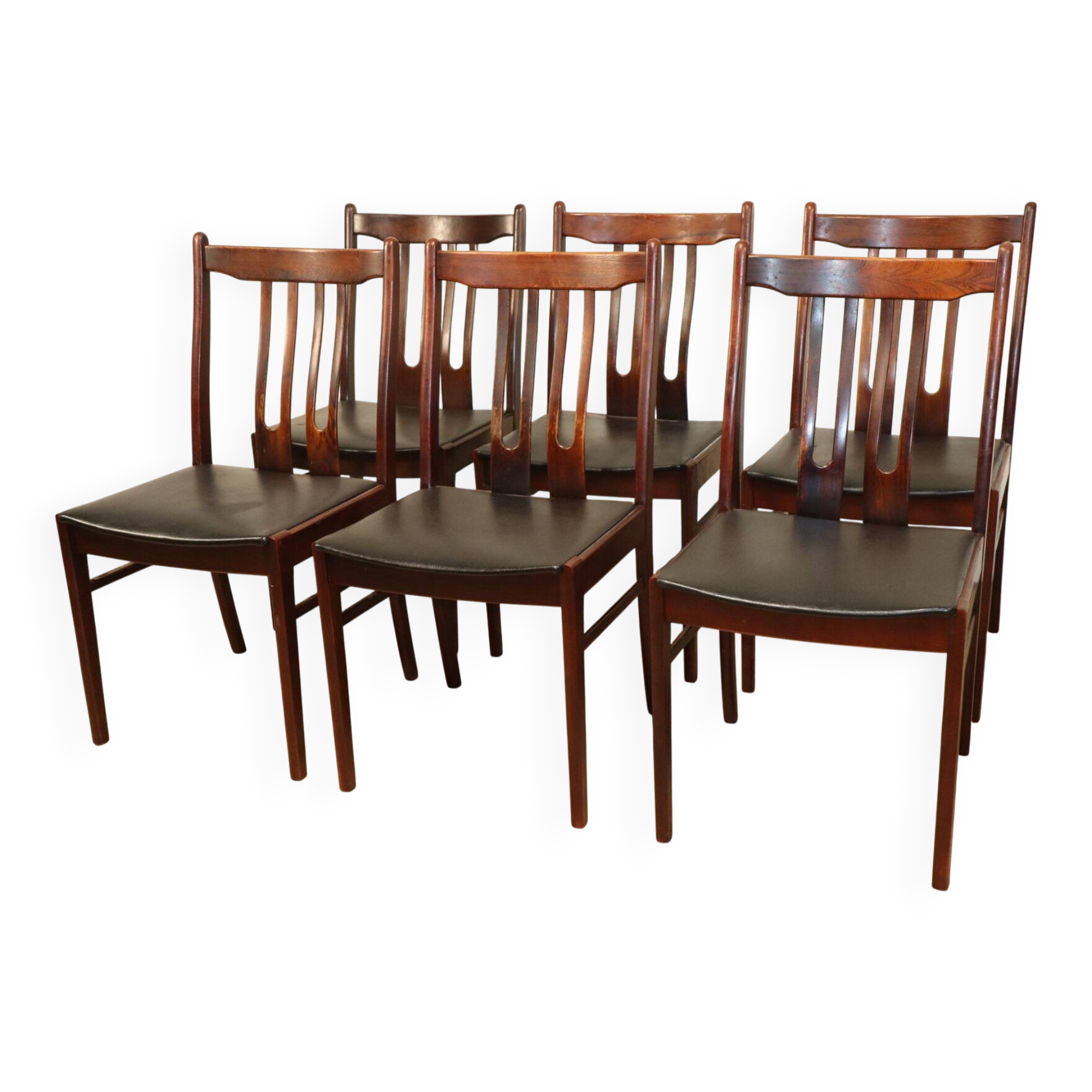 Set of 6 Scandinavian chairs in rosewood, 1960.