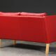 2 seater red leather sofa, Vintage Scandinavian 1960s