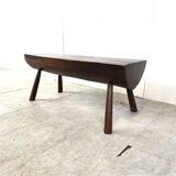 Table basse brutaliste en bois massif, années 1960