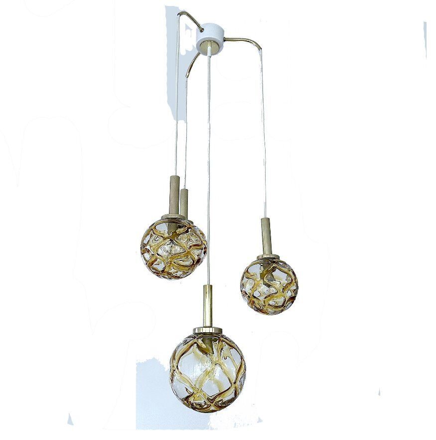 Suspension en verre vintage de Doria, années 1970.