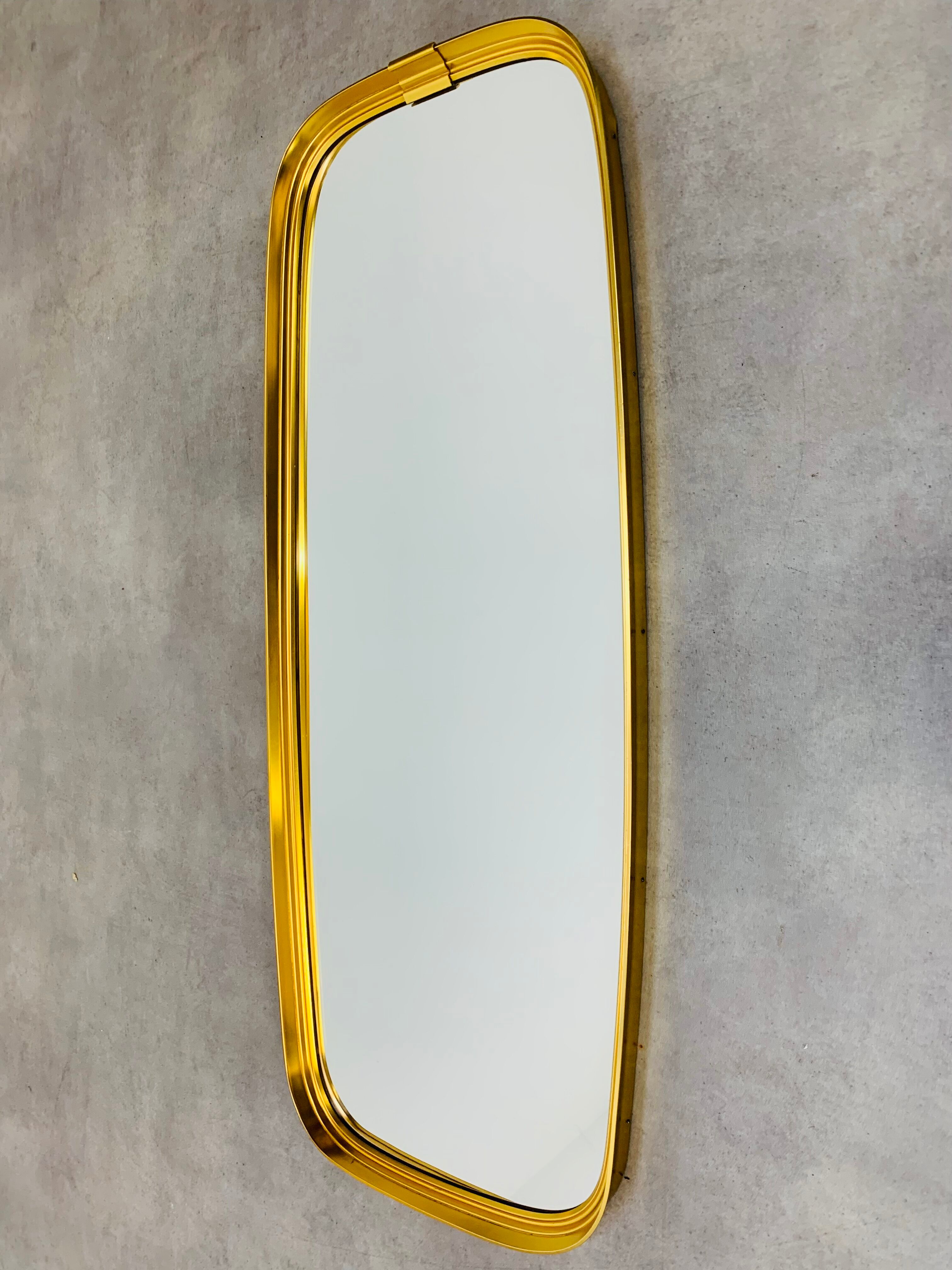 Mirror rearview mirror gold strapping Schönform 60s