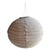 Average suspension in rattan and natural linen, round Japanese style, pink D40.