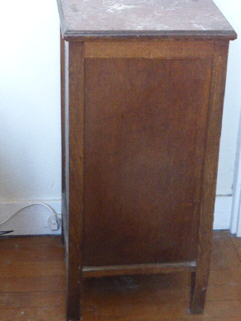 Nightstand wood and pink marble, art deco