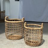 Trio de paniers en jonc de mer ajourés