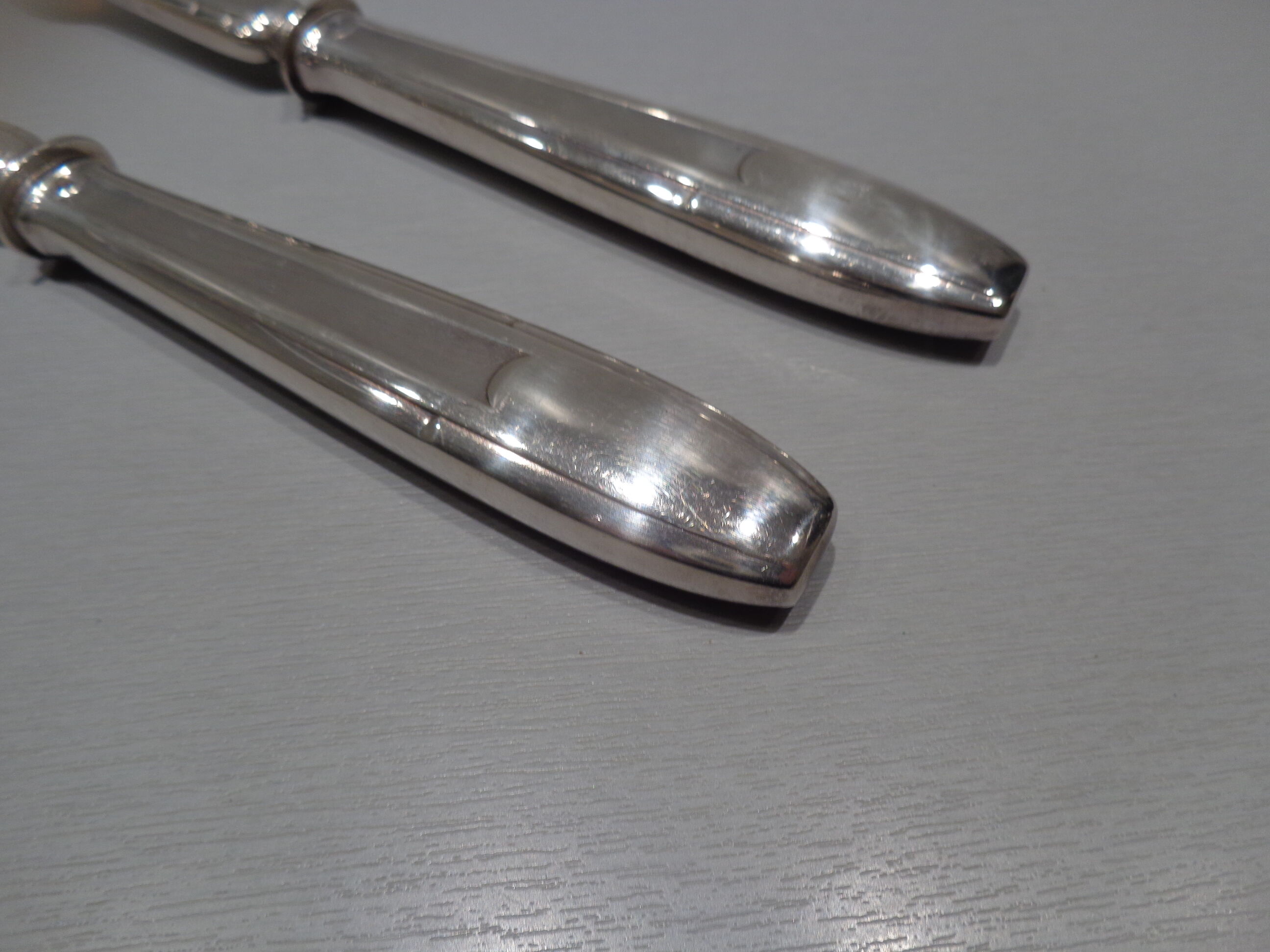 Art deco salad cutlery in stuffed silver