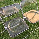 4 Plia smoked chairs by Giancarlo Piretti patent anonima castelli Italy