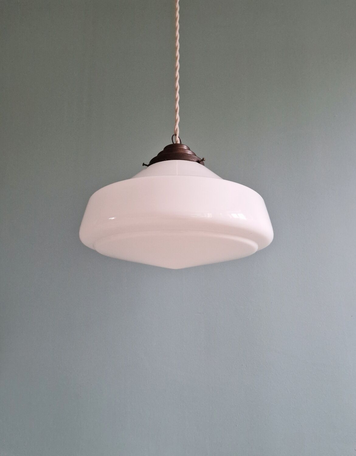 Art Deco Philips suspension in white opaline, Phililite series, 1930.