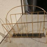Vintage metal metal perforated magazine holder