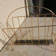 Vintage metal metal perforated magazine holder