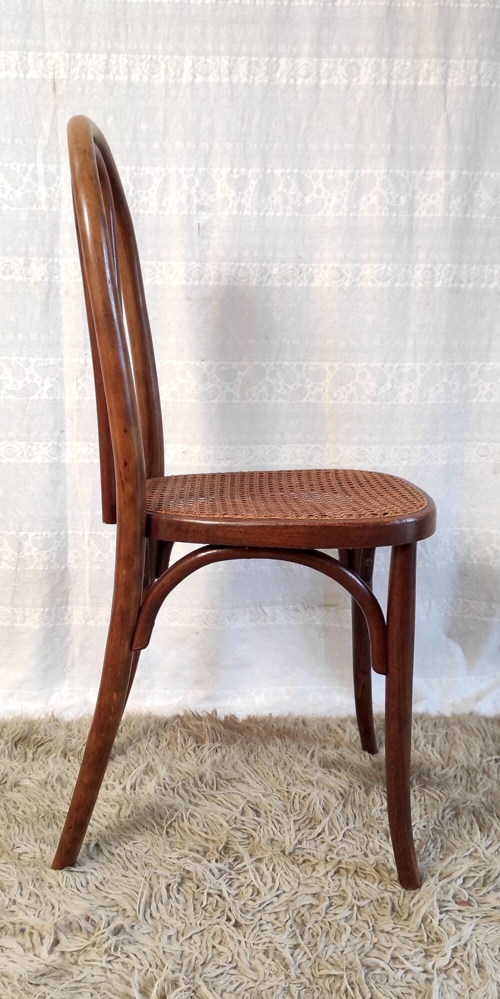 Chaise bistrot en bois courbé et cannage début XXème