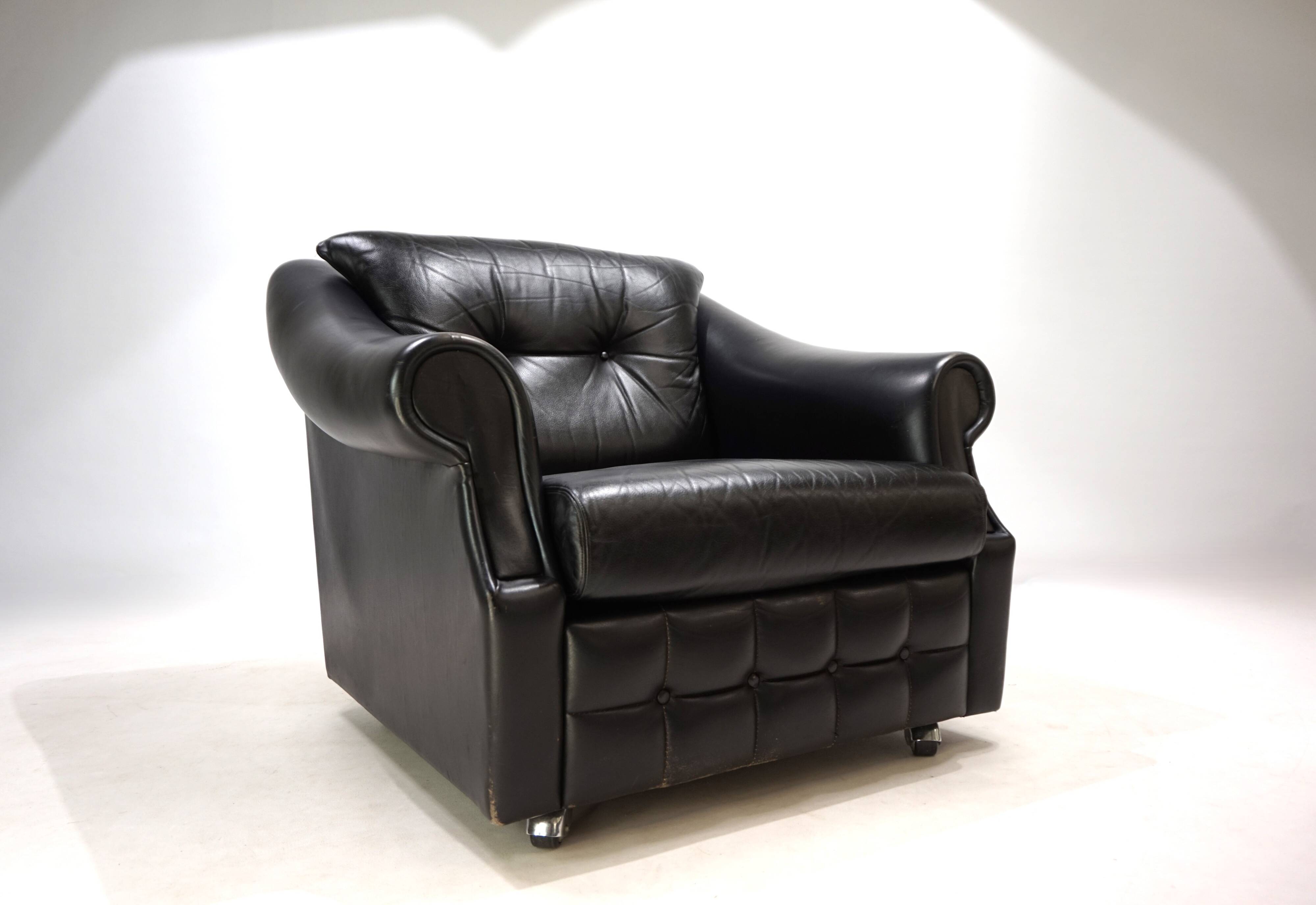 Fauteuil Art Déco en cuir, France 1960