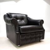 French Art Deco leather armchair, 1960