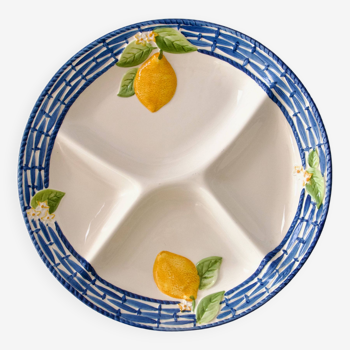 Large vintage hand-painted lemon slip dish