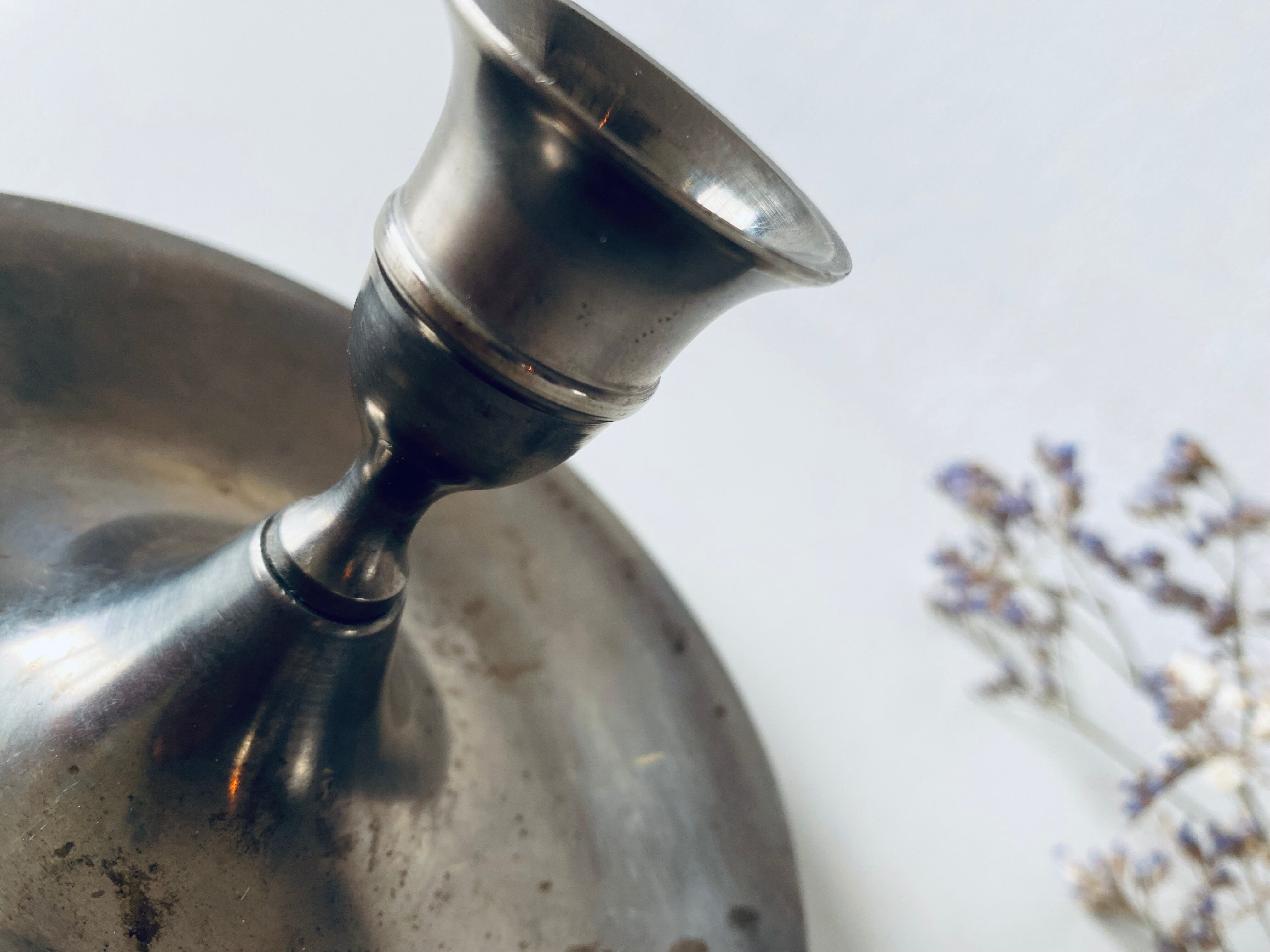 Old silver candle holder