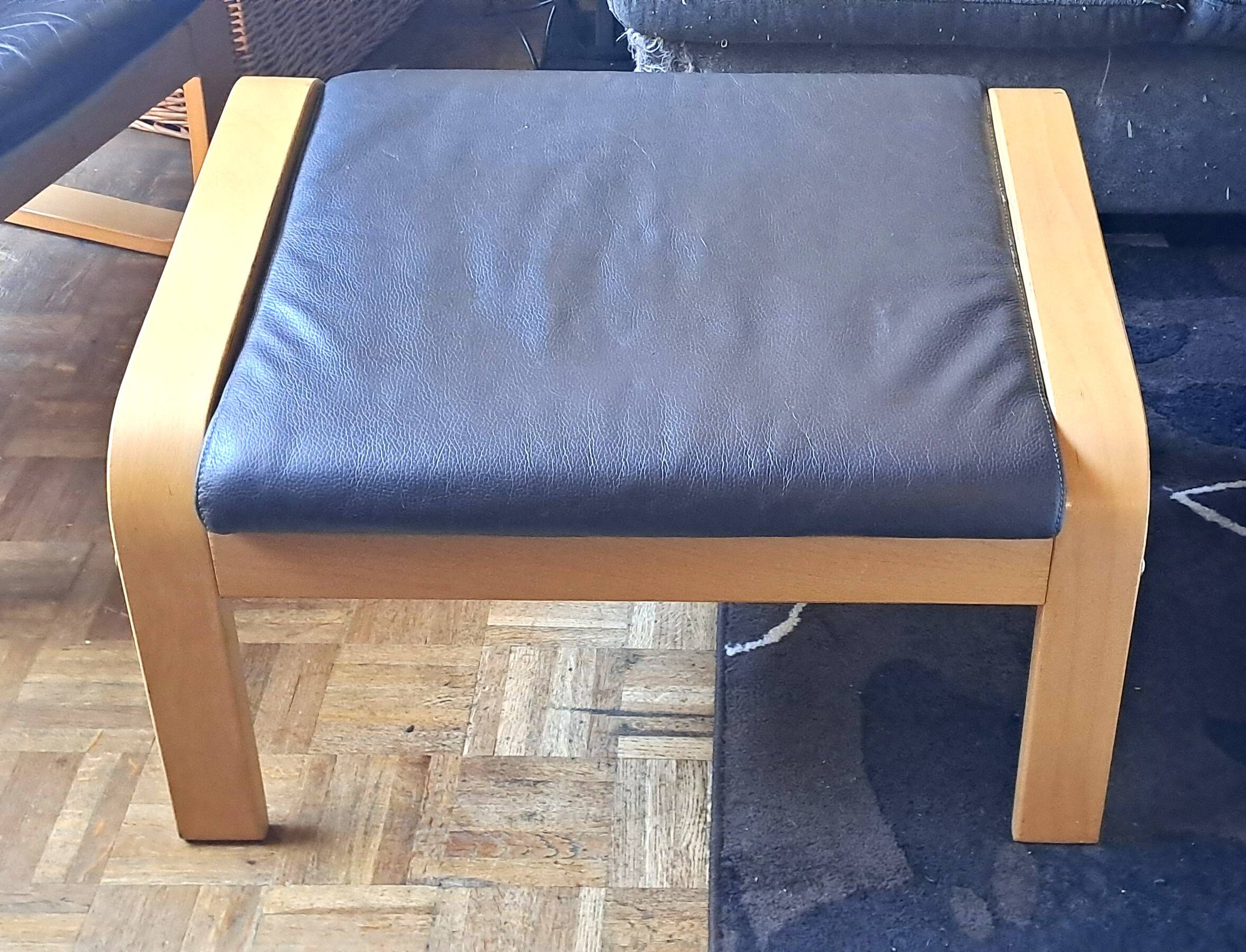 Ikea leather footstool pouf 2000s france scandinavian style knisa model color