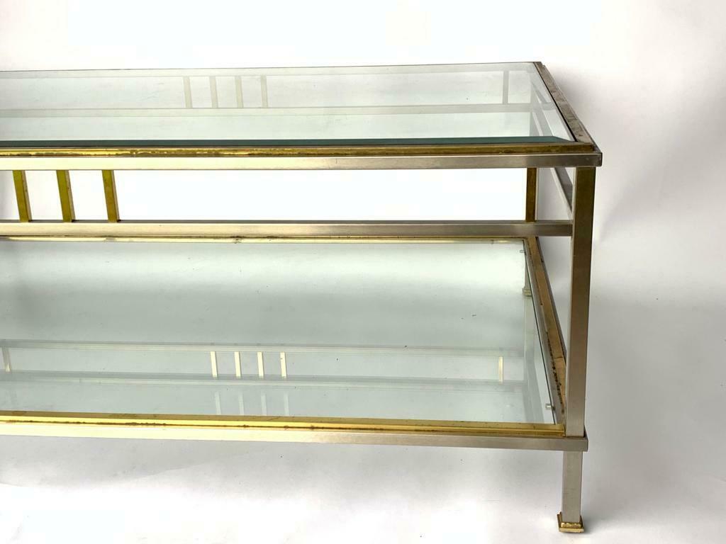 Coffee table 1970 home rings ramsay metal chrome dore 2 levels