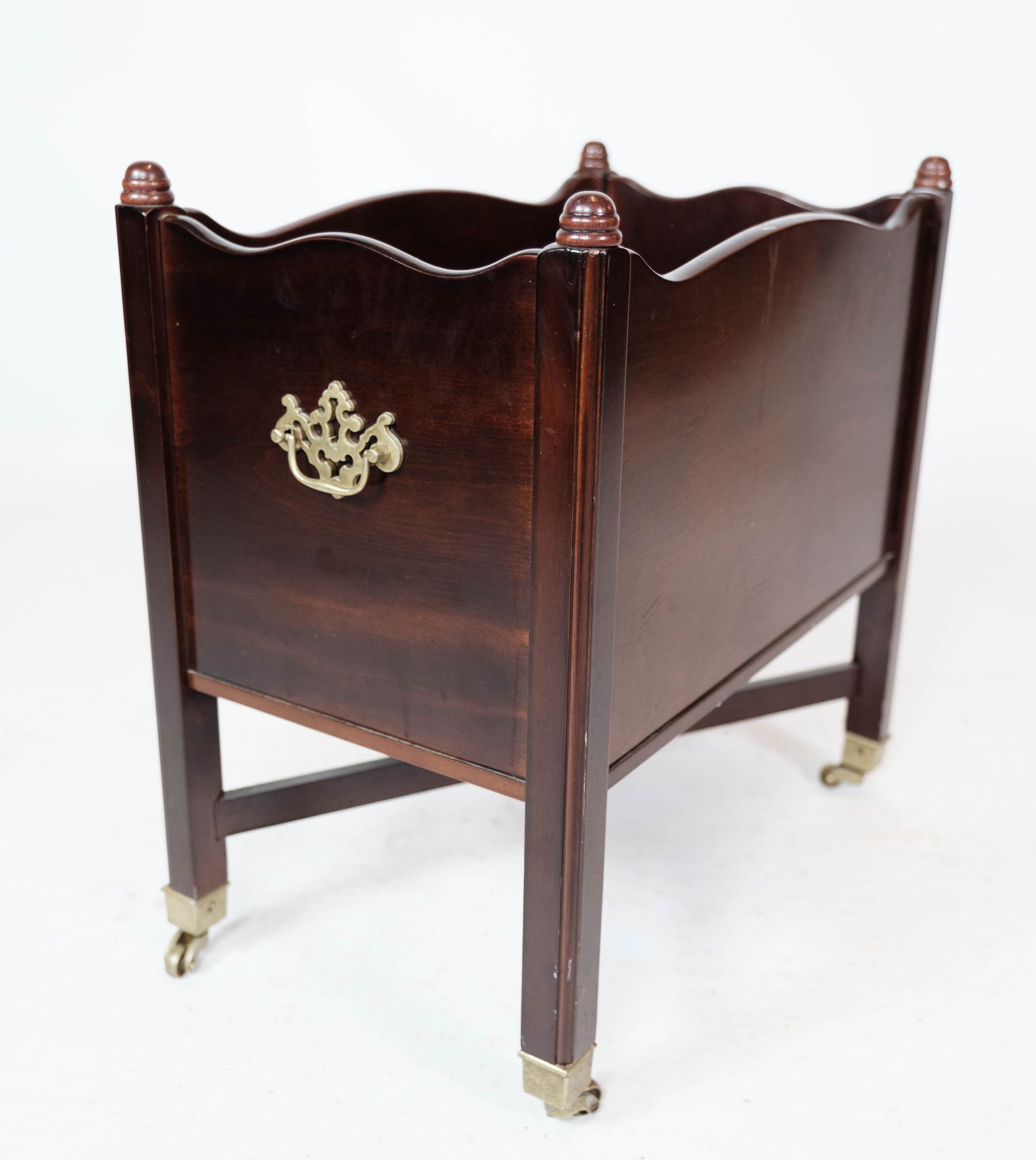 Newspaper holder of mahogany decorated with brass of Danish design, 1960s