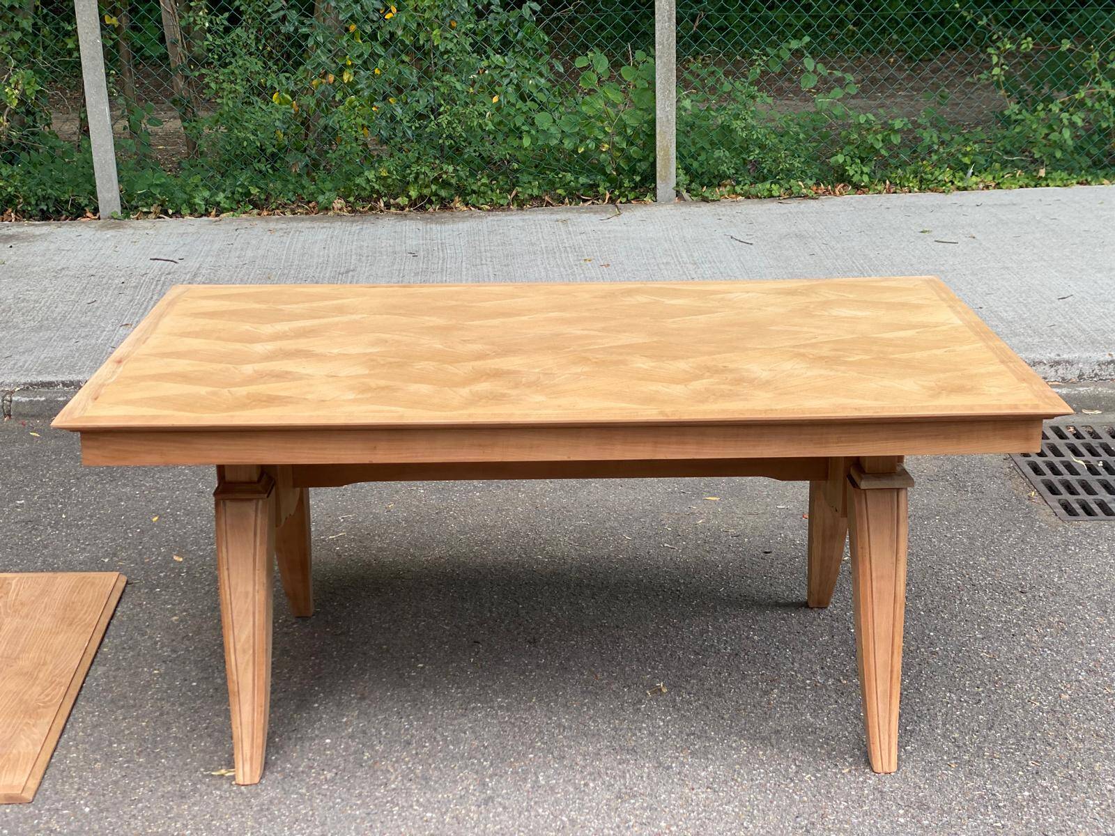 Renovated 1950s wooden Art Deco extendable dining table.
