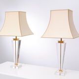 Paire de lampes de table Hollywood Regency lucite 1970 France