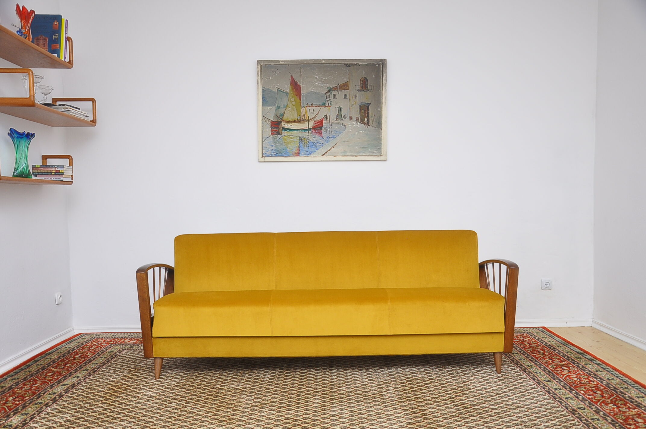 Yellow sleeper sofa 1960s