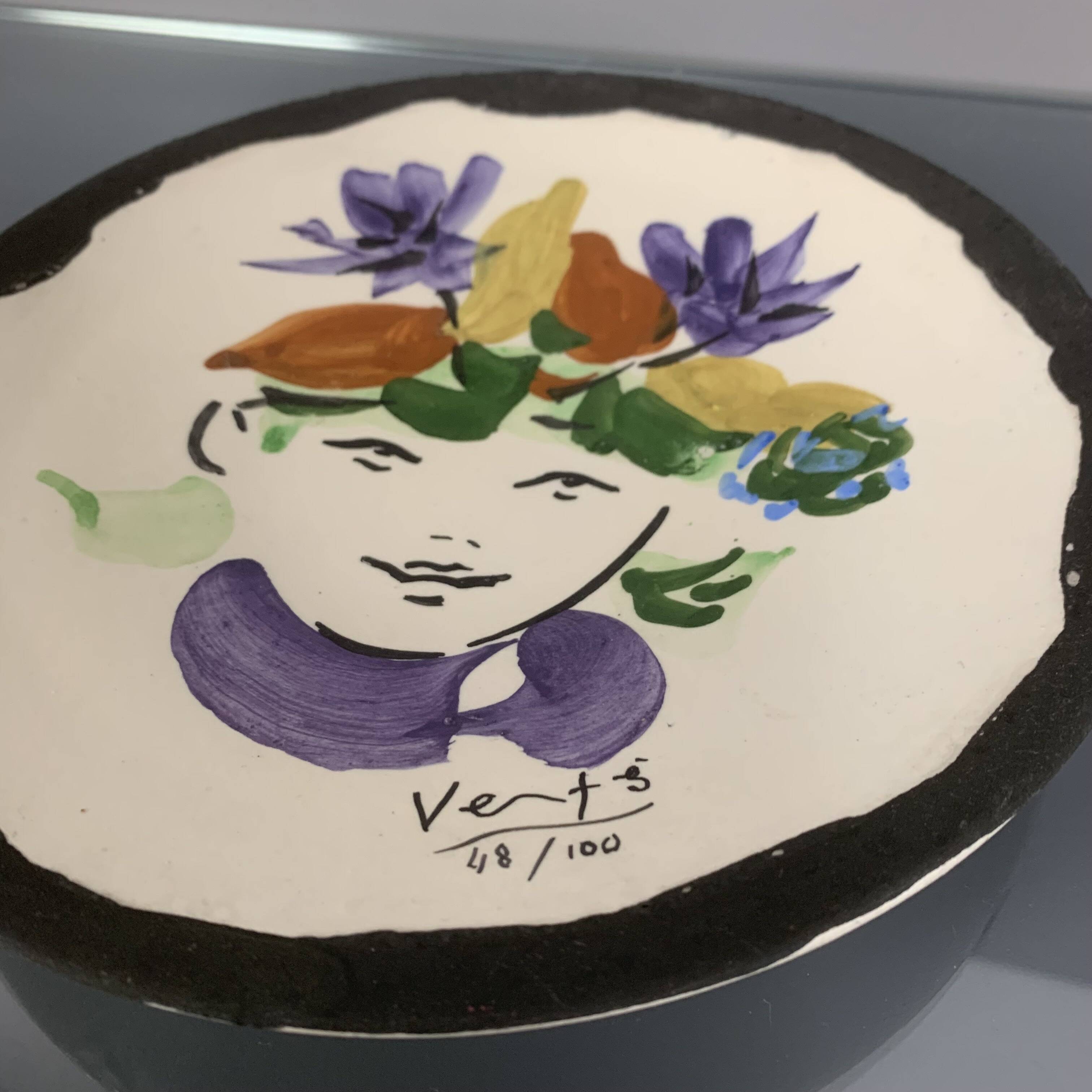 Marcel Vertes Pottery Plate Cup edition Atelier Tapis Vert Vallauris 1950