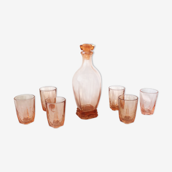 Art deco pink glass water service