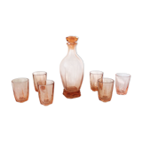 Art deco pink glass water service