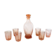 Service à eau en verre rose art déco