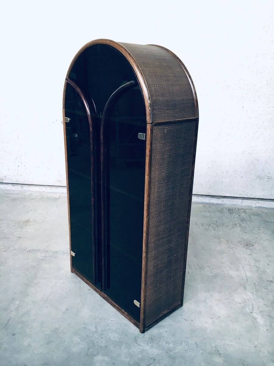 Rattan Bamboo High Board Display Chest, 1970s