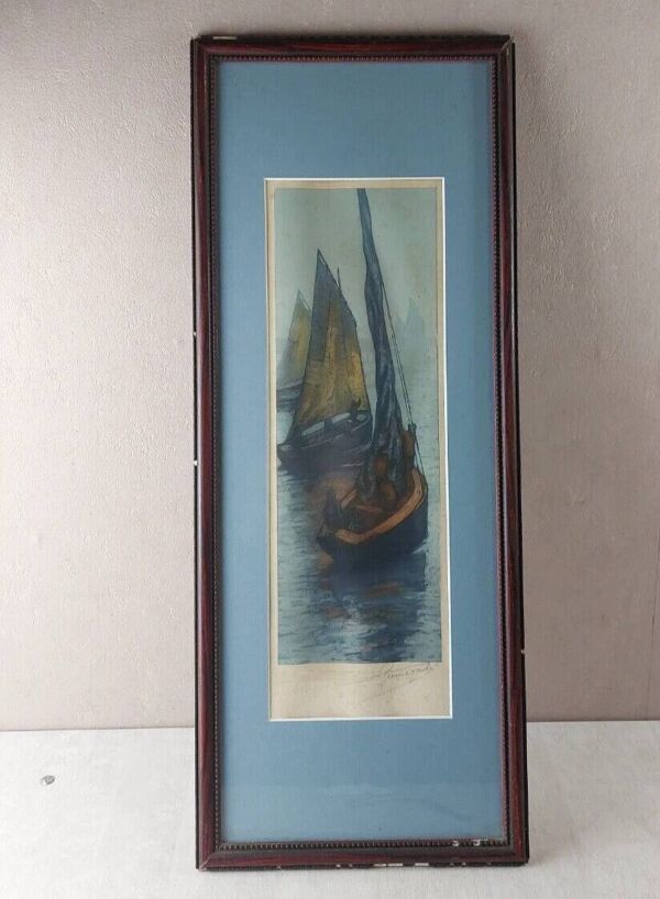 Ancien tableau / estampe / gravure / lithographie, Georges Pierre Guinegaul