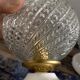 Set of two chiseled glass globe wall lights