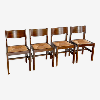 Set de 4 chaises Maison Regain en bois, 1960
