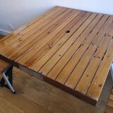 Folding wood picnic table