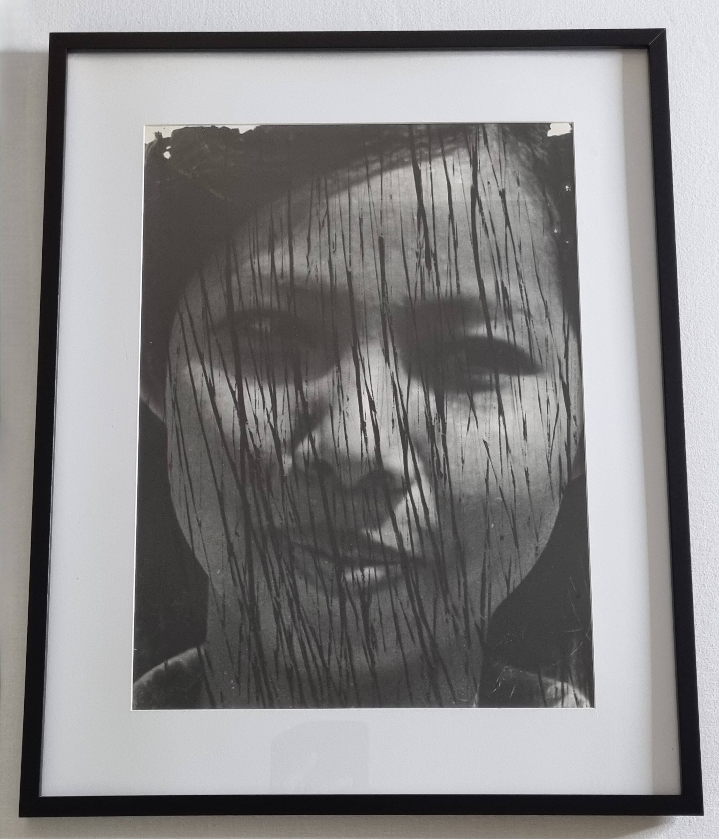 Vintage black and white photography, portrait, original framed print 42x52 cm.