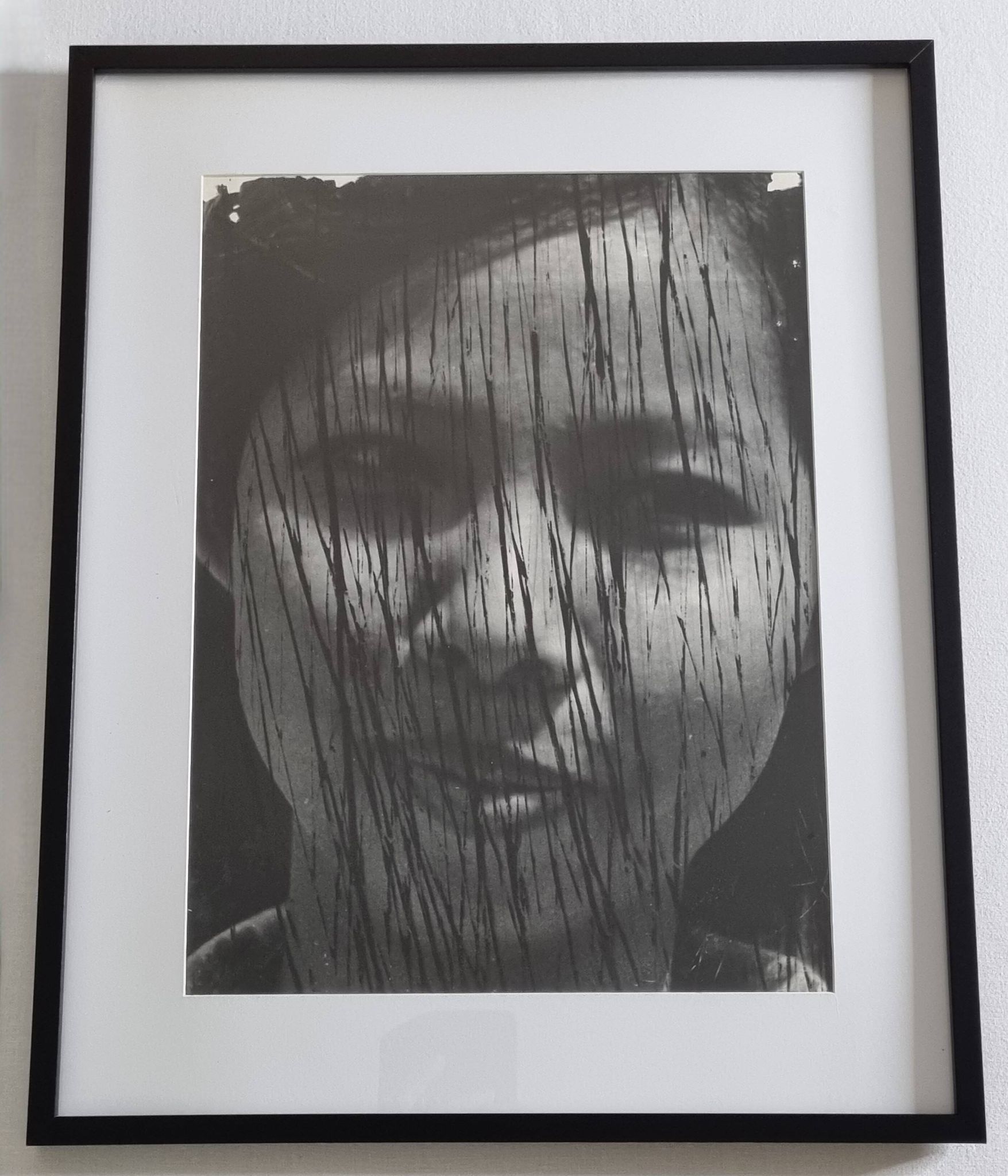 Vintage black and white photography, portrait, original framed print 42x52 cm.