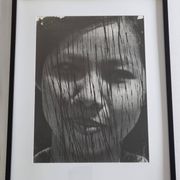 Vintage black and white photography, portrait, original framed print 42x52 cm.