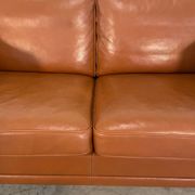 Vintage retro danish mogens hansen 2 person cognac leather sofa
