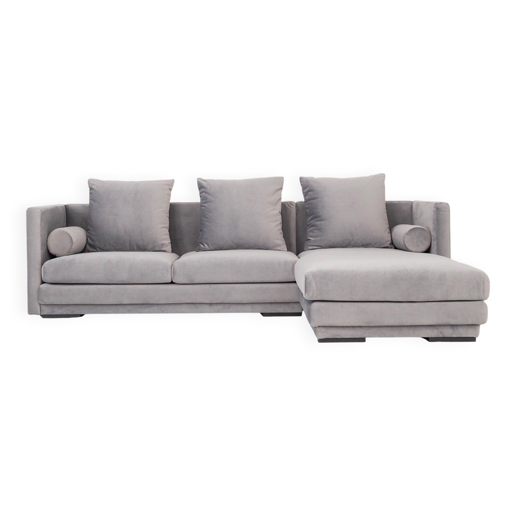 Corner sofa MALMO silver velour, Scandinavian design