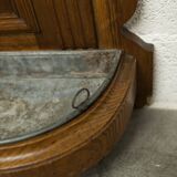 Vestiaire Napoléon III en noyer fin 19e, 3 miroirs, marbre, 8 patères