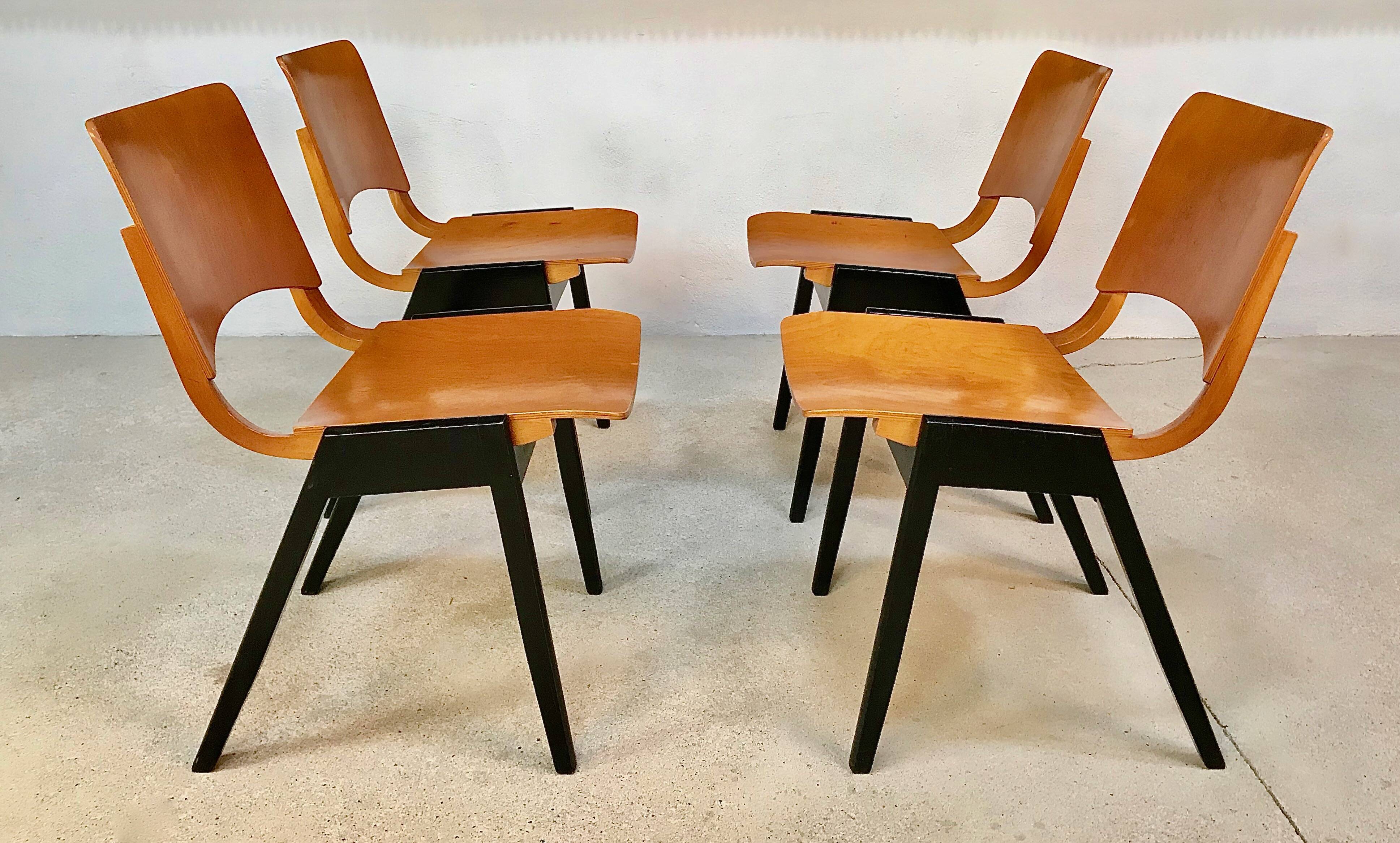 Set of 6 Dining Chairs P7 by Roland Rainer for E & A Pollack, Vienna 1952