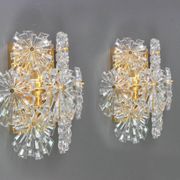 Magnificent pair of crystal wall lights by Kinkeldey, Germany, 1970s.