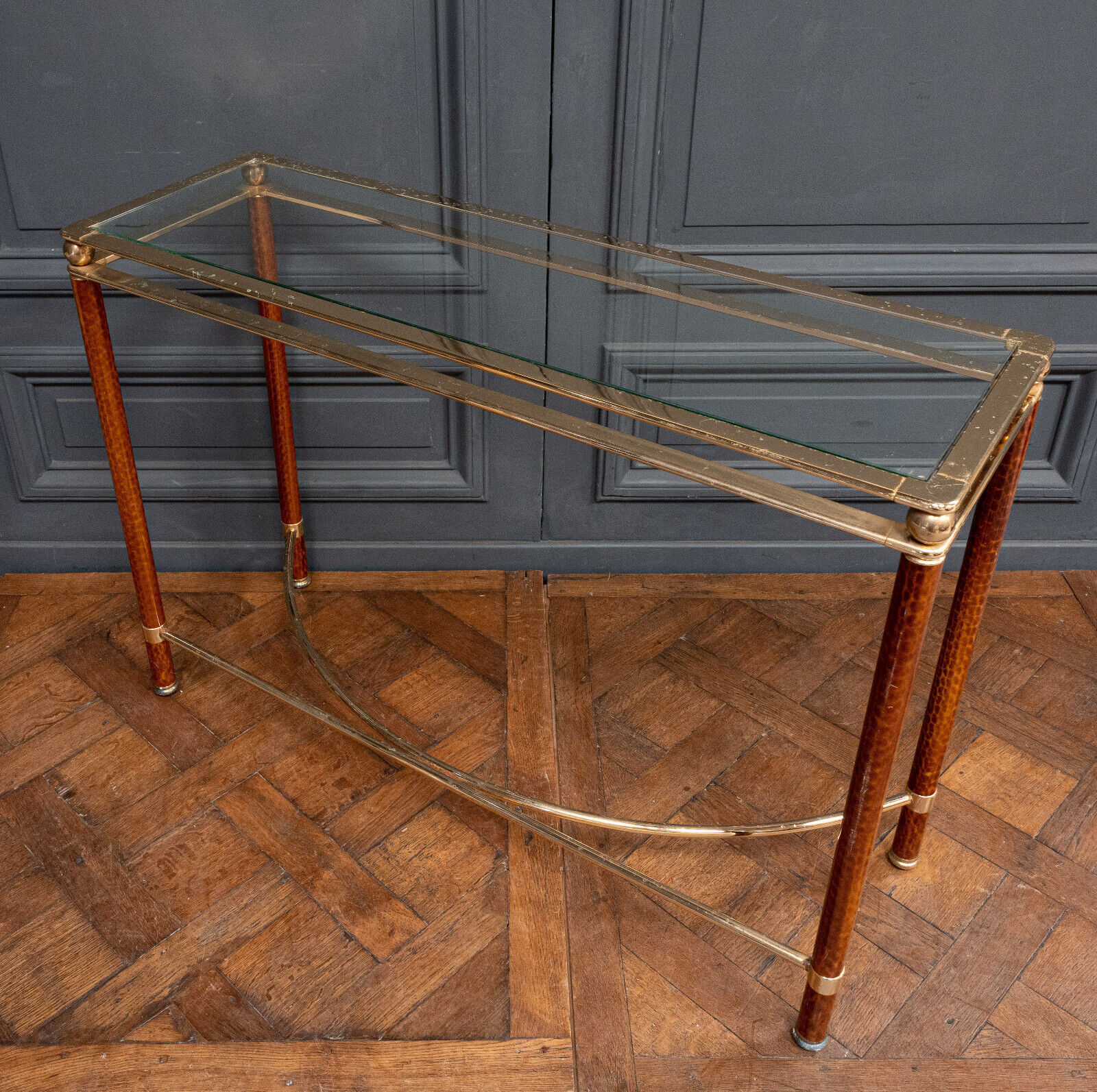 Console Lancel 4 feet 1 tray marbled columns gilded metal