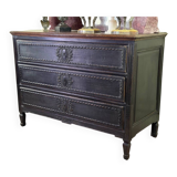 Louis XVI chest of drawers in black patinated oak, 18th century