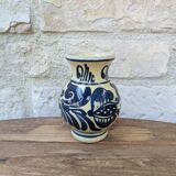 Vase en terre cuite vernissée motif bleu Korond Transylvanie H11cm