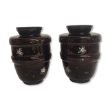 Pair of painted glass vases, France, 1940