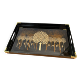 Melarti plateau Italy in lacquered wood with gold decoration from the 1970s.